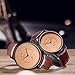 Wooden Couple Watch for Women Men 30M Waterproof Classic Quartz Analog Wrist Watches with Brown Leather (Dark Brown)