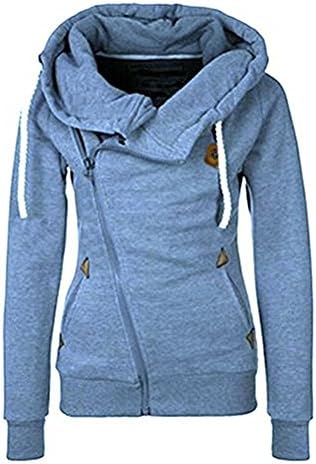 DAYSOFT Women Full Slide Zip Up Fleece Hoodie, Fashion Sweater/Sweatshirt Jacket (Blue, S)