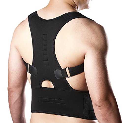 CFR Magnetic Posture Corrector Back Braces Shoulder Waist Lumbar Support Belt Humpback Prevent Body Straighten Slouch Compression Pain Relief UPS Post (Black, XX-Large)