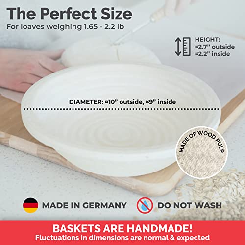 Bulka Bread Proofing Basket Spruce Wood Pulp Round 9" Groove, Sourdough Bread Baking