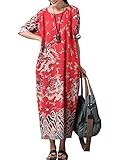 Minibee Women's Dragon Print Pattern Clothing Red-half sleeve, Red-half sleeve, One Size