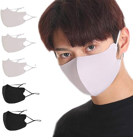 Amazon Co Jp 夏用マスク メンズ 5枚 冷感マスク 個包装 フェイスマスク 通気性 マスク 男 Uvカット 灰3 黒2 スポーツ アウトドア