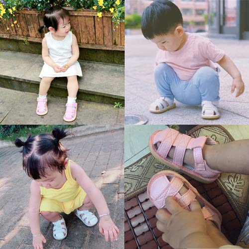 Toddler Baby Boys Girls Suqeaky Shoes Soft Sole Non Skid First Walker Infant Crib Summer Sandals for Baby Boys Girls, 3 Toddler, 01 Pink Baby Squeaky Sandals
