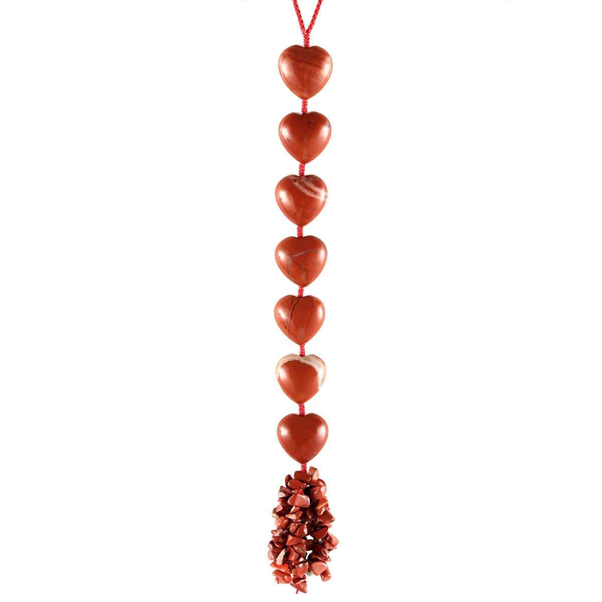 mookaitedecor Red Jasper Healing Crystal Hanging Ornament for Car Home Window Decoration, Tumbled Gemstone Love Heart Shaped Wall Art Hanging Ornament Good Luck Gift for Reiki Chakra Yoga Meditation
