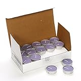 Hosley Pack of 30 Lavender Tea Light Candles. Hand Poured Using a Wax Blend with Essential Oil Fragrance. Ideal Gift for party favor, weddings, Spa, Reiki, Meditation, Bathroom