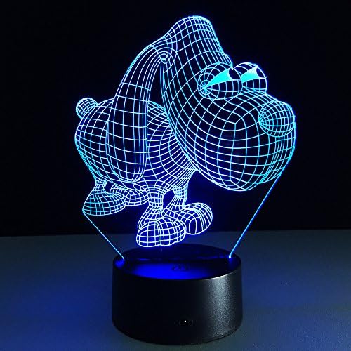 Cute Dog 3D Night Light Optical Illusion, Timok 7 Colors Changing LED Animal Table Desk Lamp for Christmas Gifts, Holiday, Kids, Bedroom