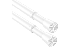 Zipglo Tension Curtain Rod 26-39 Inches，2Pcs White Tension Rod Adjustable No Drill Spring Curtain Rod for Doorway, Window, Closet