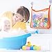 Baby Bath Toy Organizer, SUNDOKI Toy Holder Bags with 4 Suction Cup Hooks and 2 bath toy nets for Kids, Toddlers and Baby (Orange)
