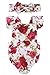 Newborn Kids Baby Girls Clothes Floral Jumpsuit Romper Playsuit + Headband Outfits (A-Red, 18-24 Months)