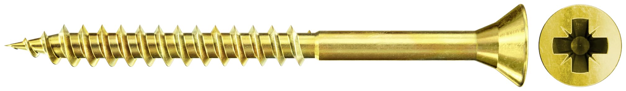 fischer Chipboard Screw FSPII 5.0 x 45 Countersunk Head Yellow-Galvanised Partial Thread Phillips PZ — image 1