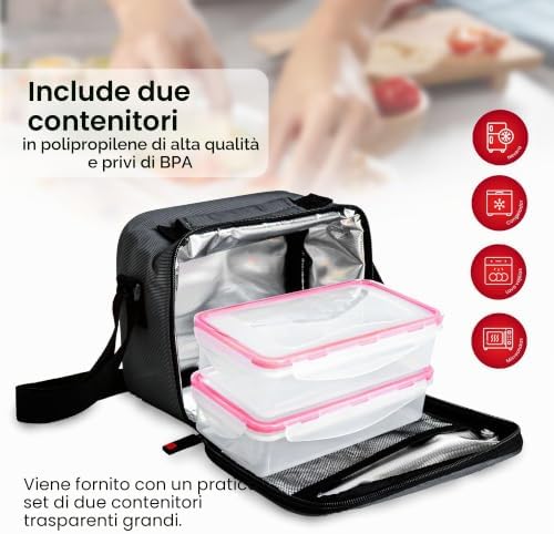 Iris - Mini Valigetta Porta-Pranzo, Grigio (Grigio), Taglia Unica
