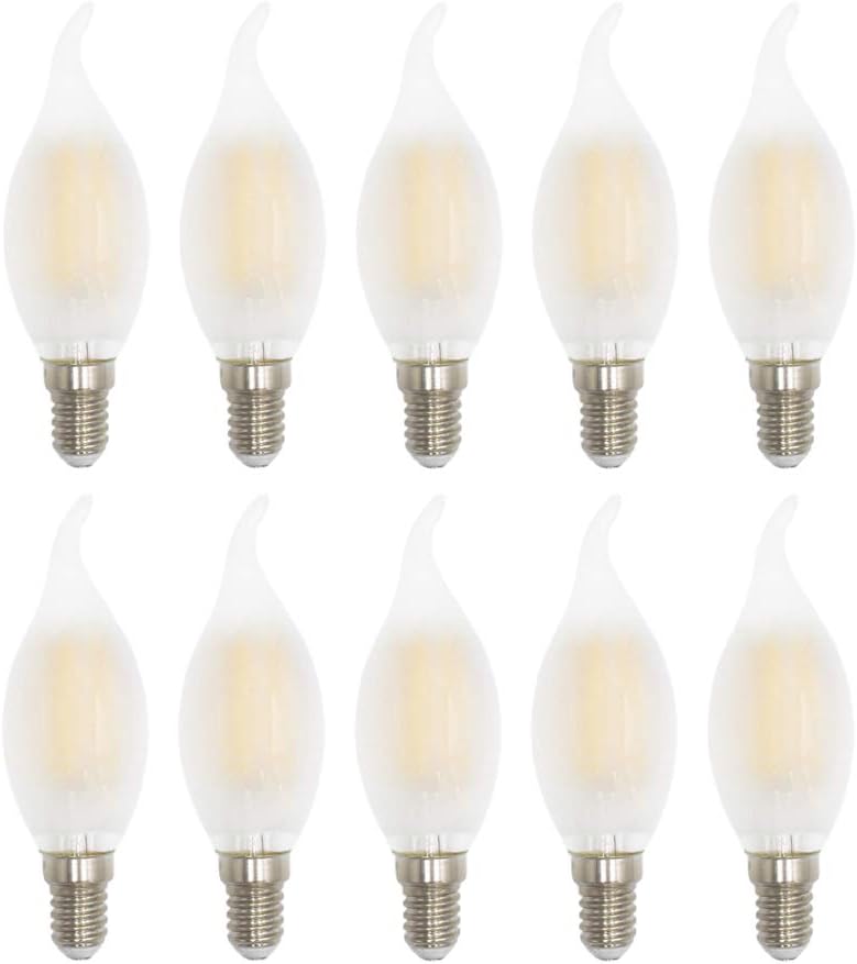WULUN Candelabra LED Bulbs, Non Dimmable, 40W Equivalent, Frosted Glass Cover Flame Tip, E14 Base, AC 220-240V, 400LM