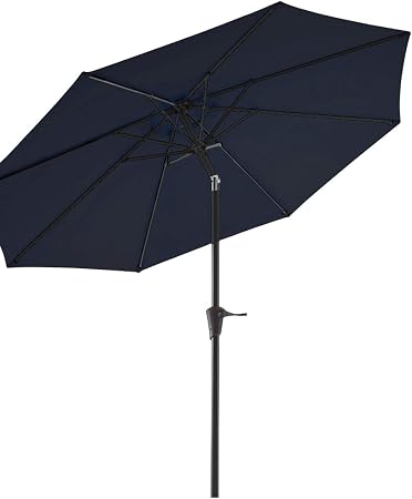 Amazon Com Wikiwiki 9ft Patio Umbrella Outdoor Market Table Umbrella With Push Button Tilt And Crank Navy Blue Garden Outdoor