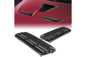 HK5 Real Carbon Fiber Pair Air Flow Intake Scoop Bonnet Hood Vent Compatible with 2008-2015 Mitsubishi Lancer Evolution Ralliart Model, 2009 2010 2011 2012 2013 2014
