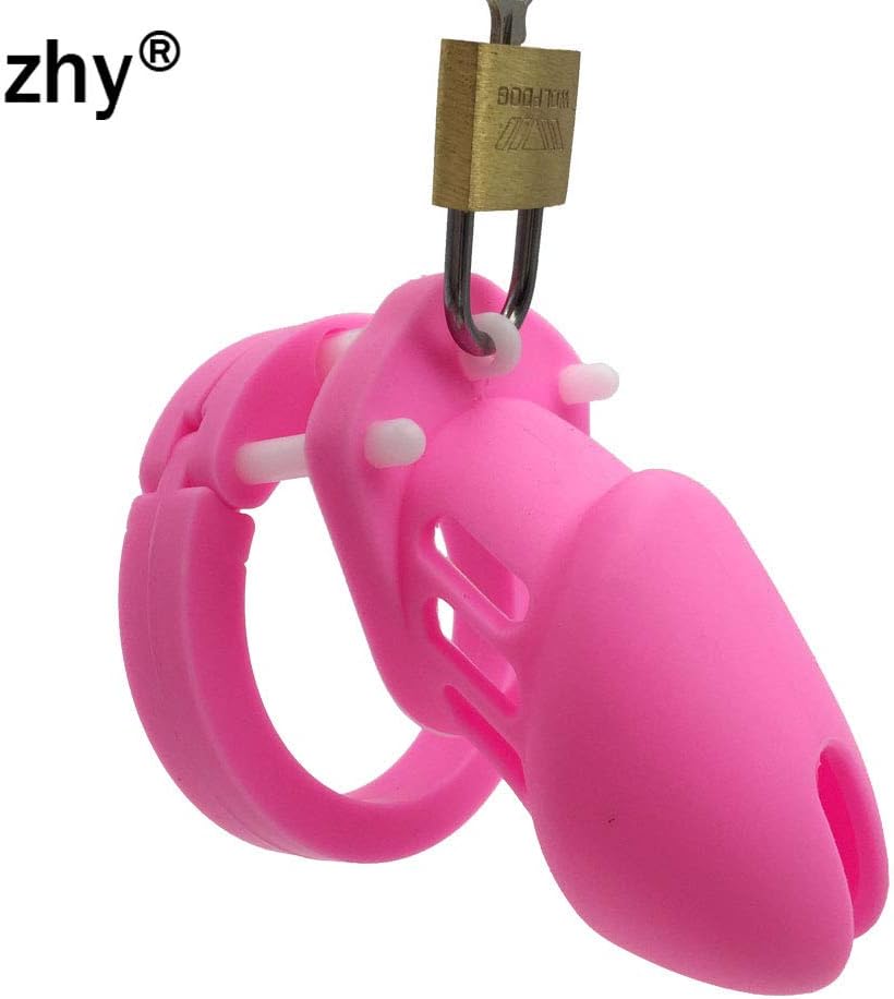 ZHY Silicone Male Briefs Chás-títy Devîcë with 5 Size (Pink,Short), Underwear for Comfortable Wear