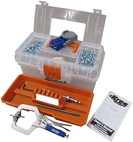 Kreg R3 Pocket Hole Jig + 2 inch assembly Clamp+200 Screws + Homak Storage Case