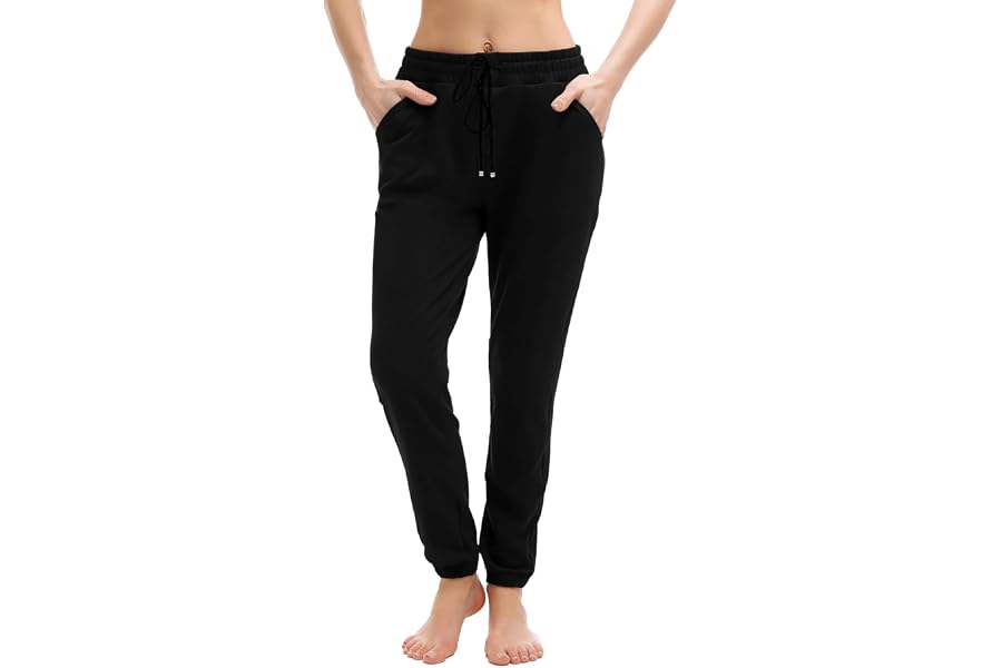 Walifrey Joggers with Pockets, Drawstring Sweatpants Women | Soft breathable fabric, Adjustable waist, 2 Deep side pockets, Cuffed ankles, Great for Lounging Jogging Workout & Gym