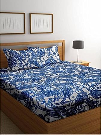 Cortina 104 TC Cotton Double Bedsheet with 2 Pillow Covers - Multicolour
