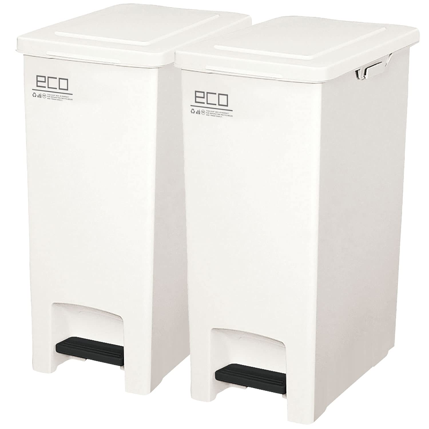アスベル ゴミ箱 エバンペダルペール 45L SD ホワイト【2個セット】 ｜ ダストボックス ペダル ごみ箱 キッチン 袋止めつき 台所 フタ付き ふた おしゃれ 分別 資源ゴミ商品画像
