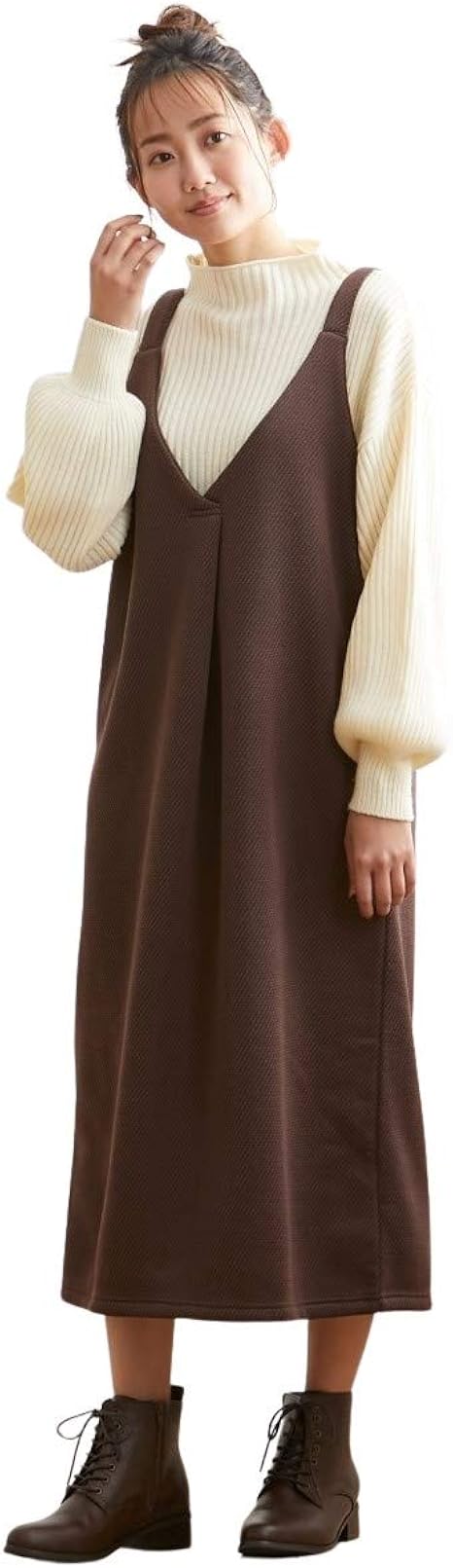 Amazon Nissen ニッセン スカート カジュアル ワンピース 大きいサイズ 裏起毛ジャンパースカート ワンピース チュニック 通販