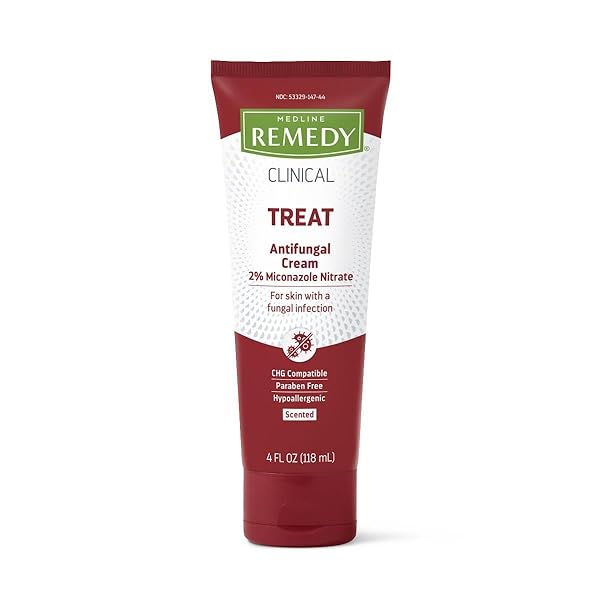 MEDLINE REMEDY CLINICAL ANTIFUNGAL CREAM, 4 OZ TUBE, SCENTED, 2% MICONAZOLE NITRATE, TREATS ATHLETES FOOT, JOCK ITCH, RINGWORM, INFECTION, SKIN FOLDS, SOOTHES BURNING & CHAFING