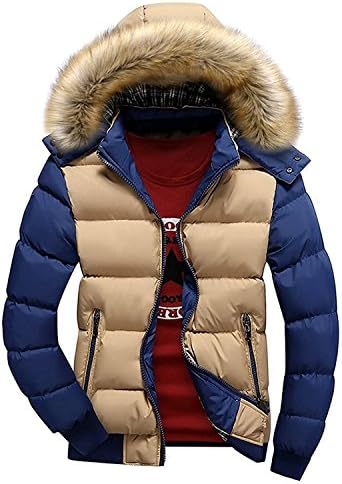 Ifantasy Men's Winter Snow Puffer Coats Fur Hooded Thick Cotton-Padded Quilted Warm Down Jacket
