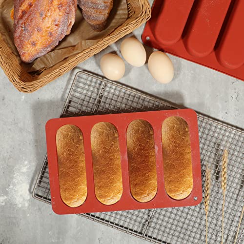 Webake Hot Dog Bun Pan, Pack SIlicone Hotdog Bun Molds Nonstick