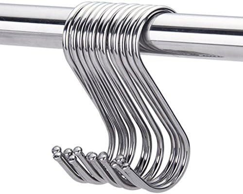 10 Pack All-powerful Scarf Apparel Punch Cup Bowl Kitchen S Shaped Silver Tone Polished Iron Plating Hanging Hooks for Bathroom,bedroom,office (S)