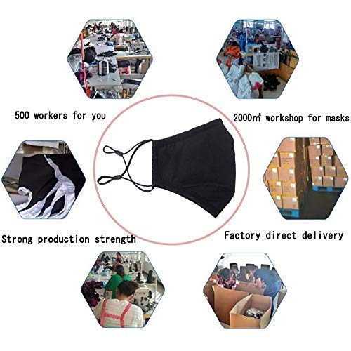 Cotton Mask for Face Black Set Anti Dust Large Unisex Face Washable Mouth with Filters Organic Design Pack Korean Sports Running N95/99 Filters Cycling Outdoor Activated Carbon Pollution Pollen Dust