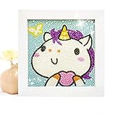 Diamond Painting for Kids Full Drill Painting by Number Kits Arts Crafts Supply Set Rhinestone Mosaic Making for Home Wall Decor Gifts for Christmas Birthday Mothers Day -Include Wooden Frame-Unicorn