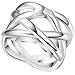 LWLH Jewelry Womens 925 Sterling Silver Plated Weave Double X Criss Cross Eternity Ring Wedding Band Szie 9