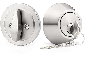 Probrico 1 Side Keyed Cylinder Deadbolt in Brushed Satin Nickel, Keyway Keys Handleset, 3 Keys Anti-Theft Interior& Exterior 