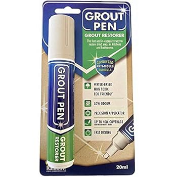 Grout Pen Large Light Grey - Wide 15mm Tip - Ideal to Restore The Look of Tile Grout Lines
