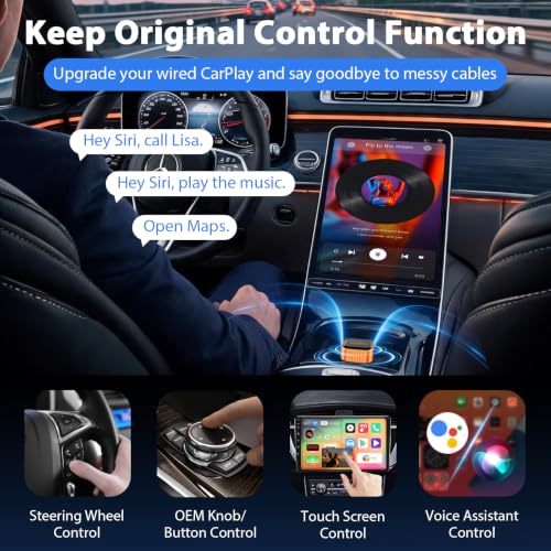 Mini Wireless CarPlay Adapter: 2 in 1 CarPlay and Android Auto Wireless Adapter Quick Connection Stable and No Delay Plug & Play Dongle for Car USB-A/C Compatible with iPhone and Android