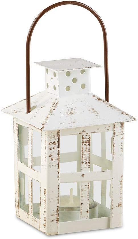 Kate Aspen Vintage White Distressed Small Candle Lantern, One Size: Kitchen & Dining