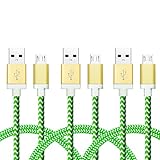 Micro USB Cable, iSeeker [3-Pack] 3.3ft Braided Cable with Gold-Aluminum Connectors for Android, Samsung, HTC, Motorola, Nokia and More