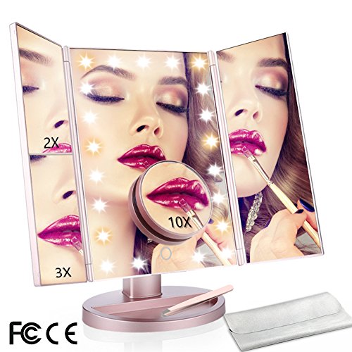 Buy Lighted Vanity Mirror LED Lighted Trifold Makeup Mirror with Touch