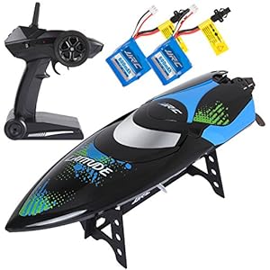 ANTAPRCIS 25km/h RC Race Boat Toy, 40MHz High Speed Fast Furious Boat with Remote Control for Adults Kids with 2 Free Battery, Black