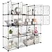 LANGRIA 16 Storage Cube Organizer Plastic Cubby Shelving Drawer Unit, DIY Modular Bookcase Closet System Cabinet with Translucent Design for Clothes, Shoes, Toys (White)