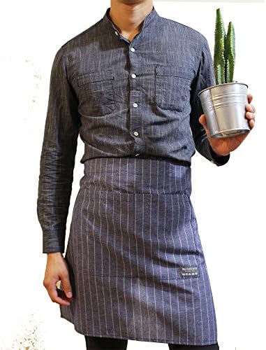 Maison De Coco Cs51 100% Premium Cotton Pin Stripe Half Apron (3 Colors) (Navy)