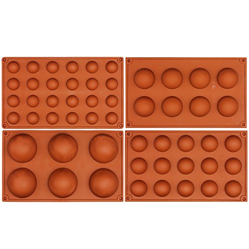 Funshowcase Half Circle Silicone Mold Bombe Teacake Baking Pan Assorted Size 4 in Set