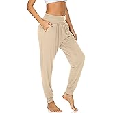UEU Women's Cozy Yoga Joggers Pants Loose Workout Sweatpants Comfy Lounge Pants with Pockets