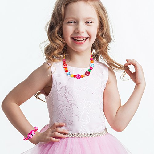 image for Bememo 10 Pieces Colorful Wooden Jewelry Collections Little Girl Party