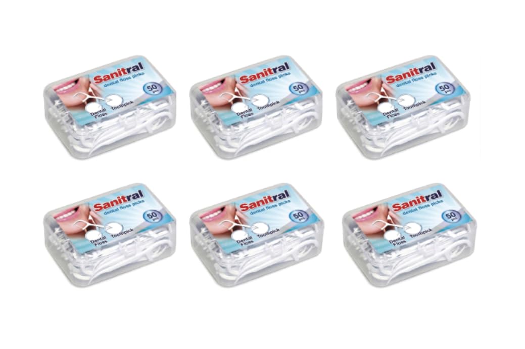 Sanitral Dental Floss Sticks , Strong Non-Shred Floss, 2 in 1 Advance Cleaning Toothpick in Clear Box Perfect for Family,Hotel,Travel (300 pcs)