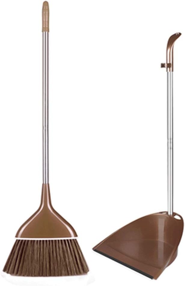 Stainless Steel Rod Extra Long Handle NonStick Hair Broom and Dustpan