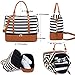 Womens Travel Weekend Bag Canvas Overnight Carry on Shoulder Duffel Beach Tote Bag (Black stripe with shoe compartment)