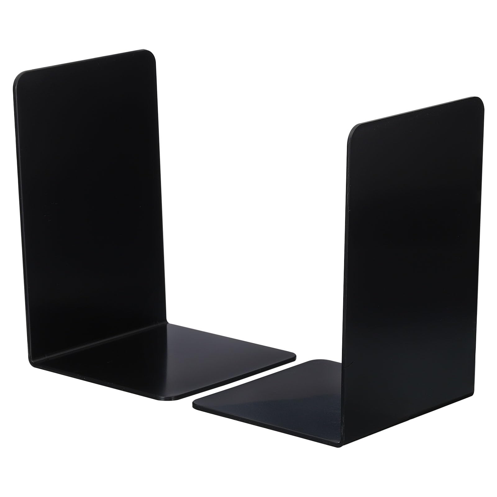 PATIKIL Acrylic Bookends, 2 Pack Plastic L-shaped Book Ends for Shelves Desktop Bookshelf Magazine Organizer Stand Holder for Office Home Study Room, Black