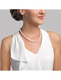 The Pearl Source - Collar redondo de perlas cultivadas en agua dulce de calidad AAA para mujer con cierre magnético