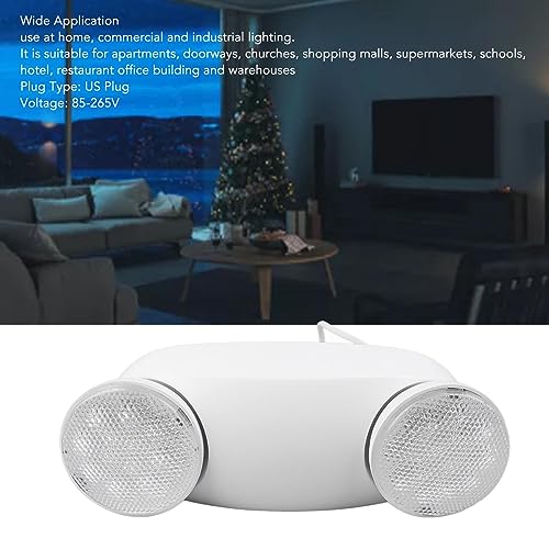 Luz de Emergencia Comercial con 2 Lámparas LED, Accesorio de Iluminación de Emergencia con Batería de 1800 MAh, Enchufe Estadounidense de 85 a 265 V, para Situaciones de