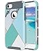 ULAK iPhone 7 Case, Colorful Series Slim Hybrid Dual Layer Scratch Resistant Hard Back Cover Shock Absorbent TPU Bumper Case for Apple iPhone 7 4.7 inch- Mint Geometric Marble